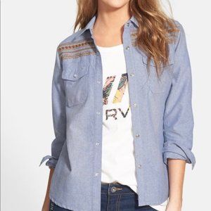 RVCA  Ashley Smith Button Down Blue Shirt